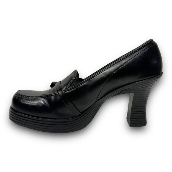 Vintage Y2K LEI Onyx Vegan Leather Chunky Platform Mary Jane Heels Size 7.5 US - Picture 5 of 10